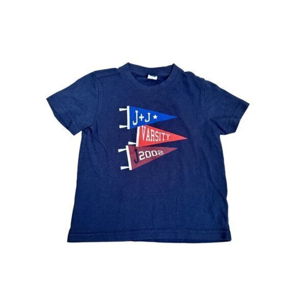 Janie & Jack Toddler Boys Graphic Varsity T-Shirt Size 3 Short Sleeve Cotton Ble